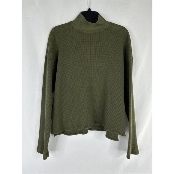 Back Beat Co Organic Cotton Waffle Knit Pullover Sweater Womens Size S Green USA - Picture 1 of 14